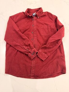 Lands’ End Men’s XL Tall Red Button Down Shirt 100% Cotton Traditional Fit